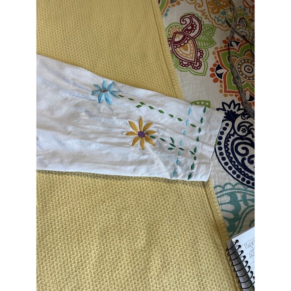 Michael Simon Cardigan 2X White Flower Embroidered Button Up - Picture 4 of 7